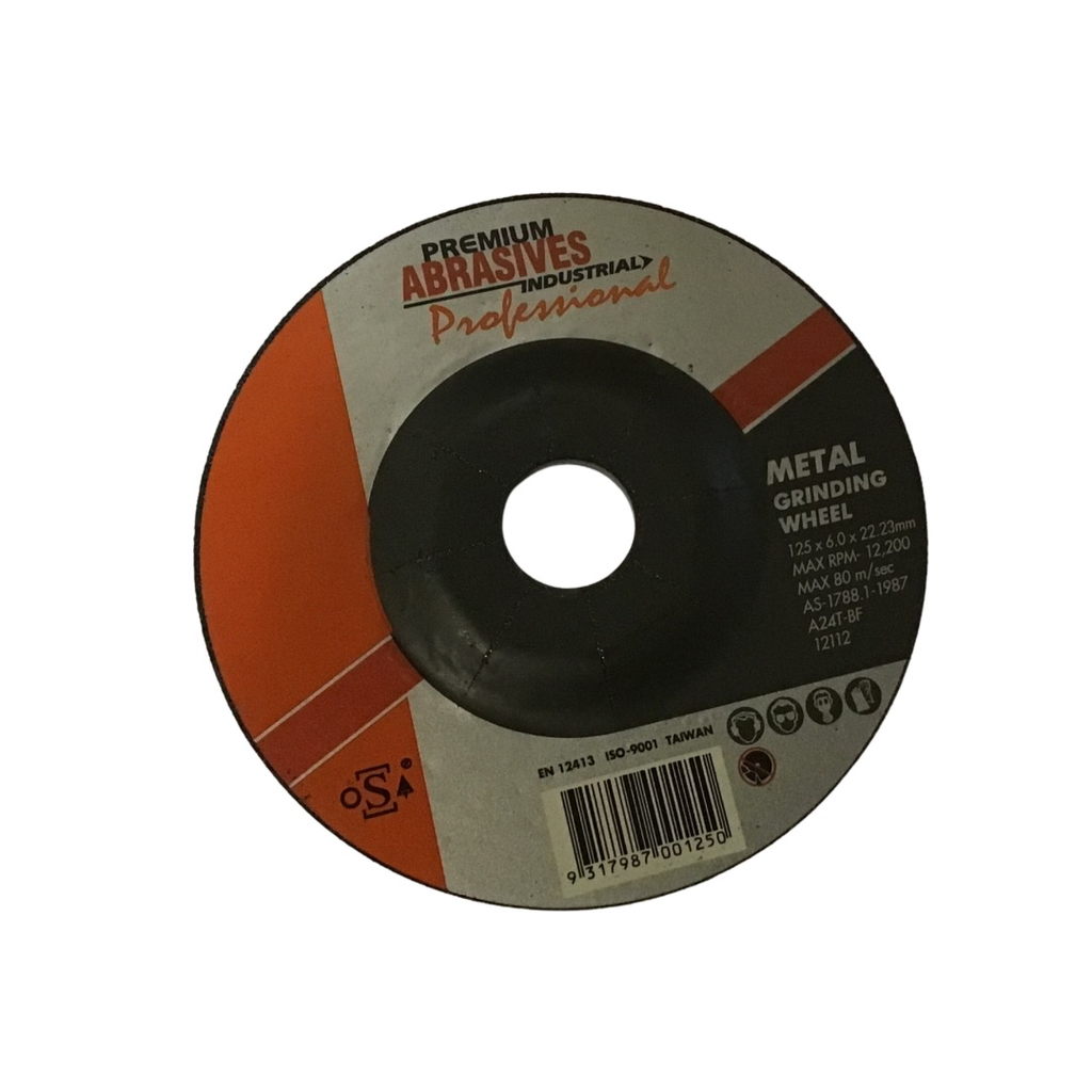 GRINDING WHEEL, METAL, DEPRESS 125 x 6.0mm, 22mm BORE