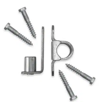 Screw-On Timber Post Hinge Set to Suit Round Post Rotech Rural