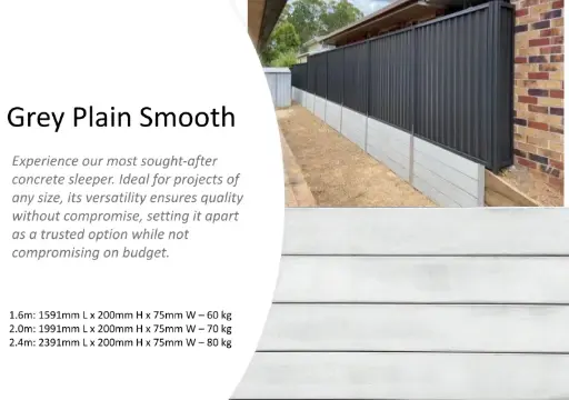 Smooth Plain Grey 75mm Concrete Sleepers